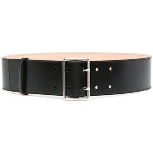 Alexander Mcqueen Womans Leather Military Belt Black Size 75cm/30